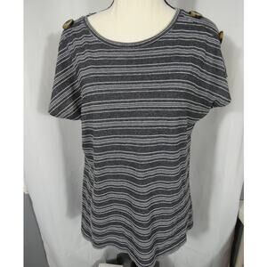 89th + Madison Medium Women's Shirt Short Sleeves Casual Striped